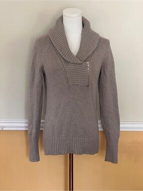 GAP Taupe Shawl Collar Zip Pullover Sweater